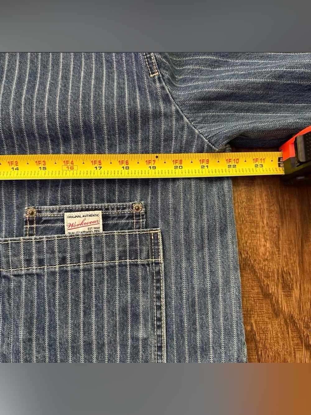 Old Navy Blue Pinstripe Workwear Denim Jacket - Picture 8 of 8